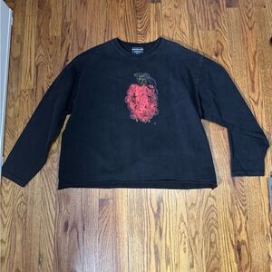 Black Long Sleeve Shirt with Red Graphic